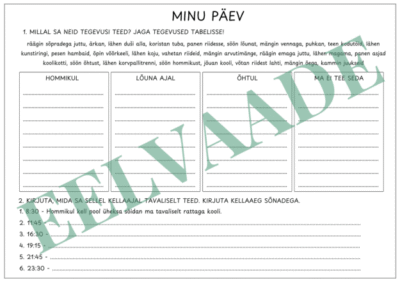 "Minu päev - sõnavara ja kell"