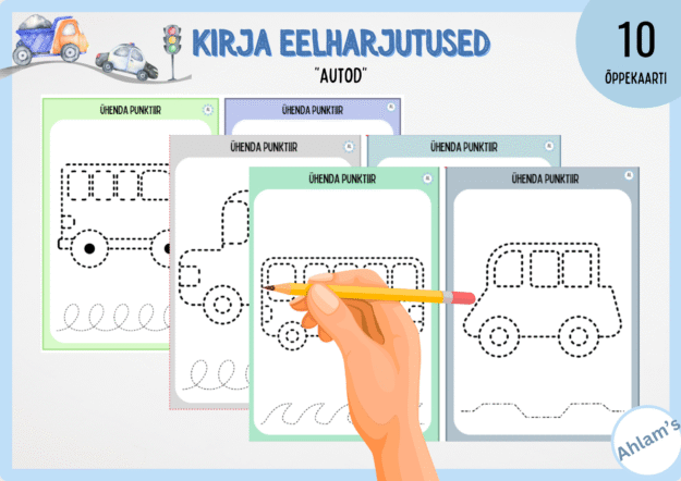 Kirja eelharjutuste kaardikomplekt - “Autod”