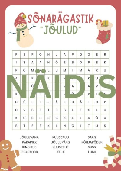 Sõnarägastik "Jõulud"