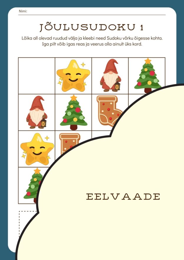 Jõulusudoku (vastustega)