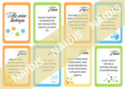 Kaardid "Üks päev korraga - õppimisharjumused"