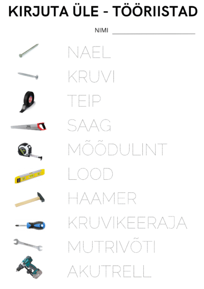 KIRJUTA ÜLE - TÖÖRIISTAD