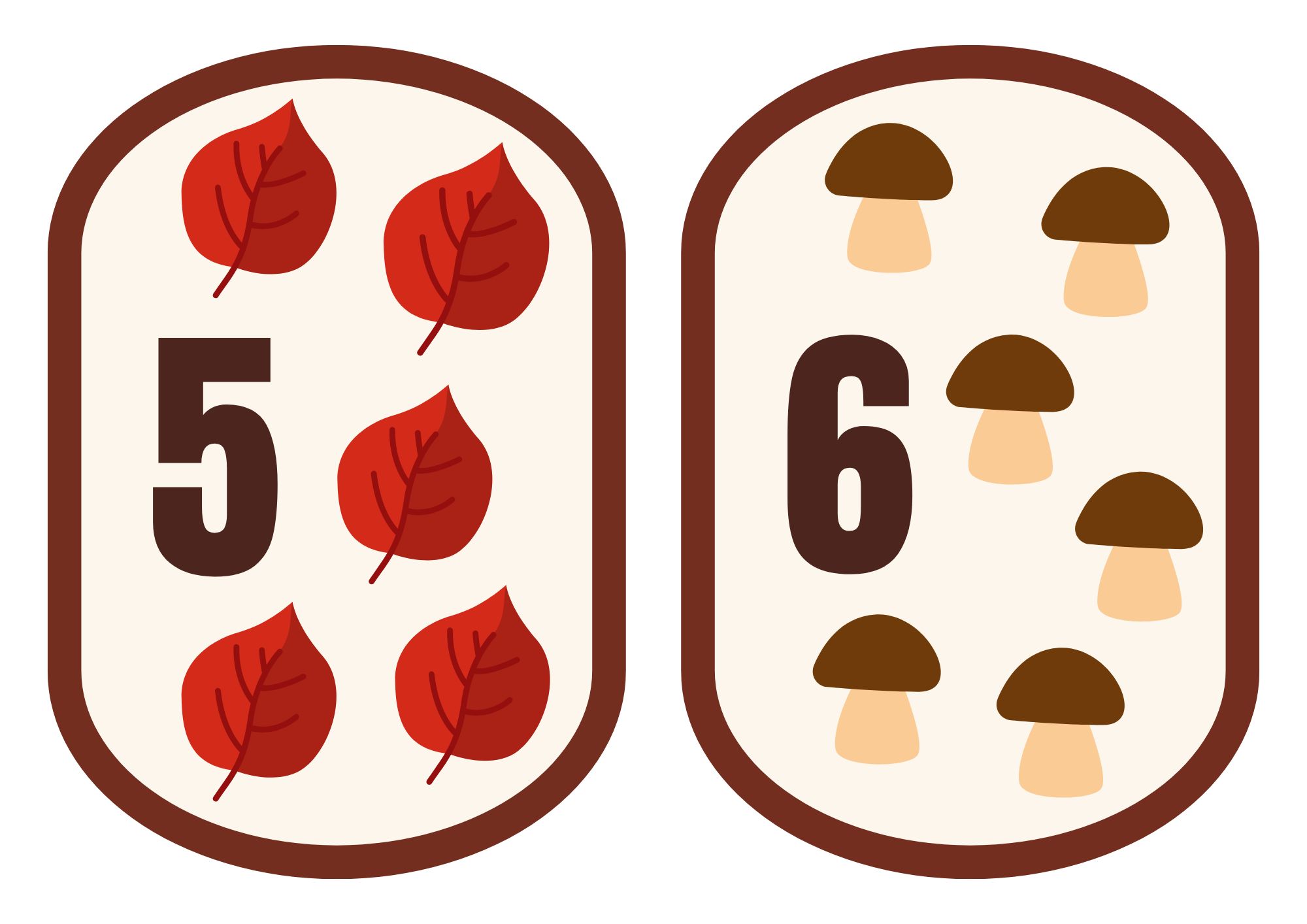 Sügise numbrikaardid 1-10ni