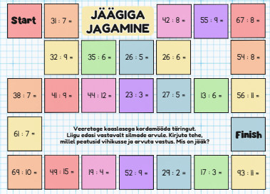Lauamäng "JÄÄGIGA JAGAMINE"