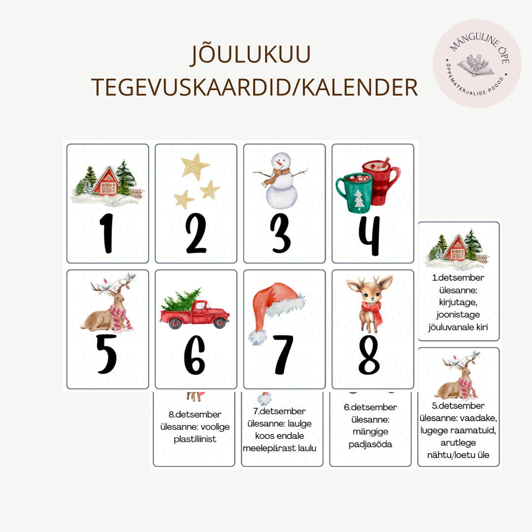 Jõulukuu tegevuskaardid/kalender
