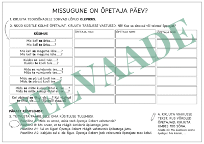 "Õpetaja tavaline päev - küsitlus"