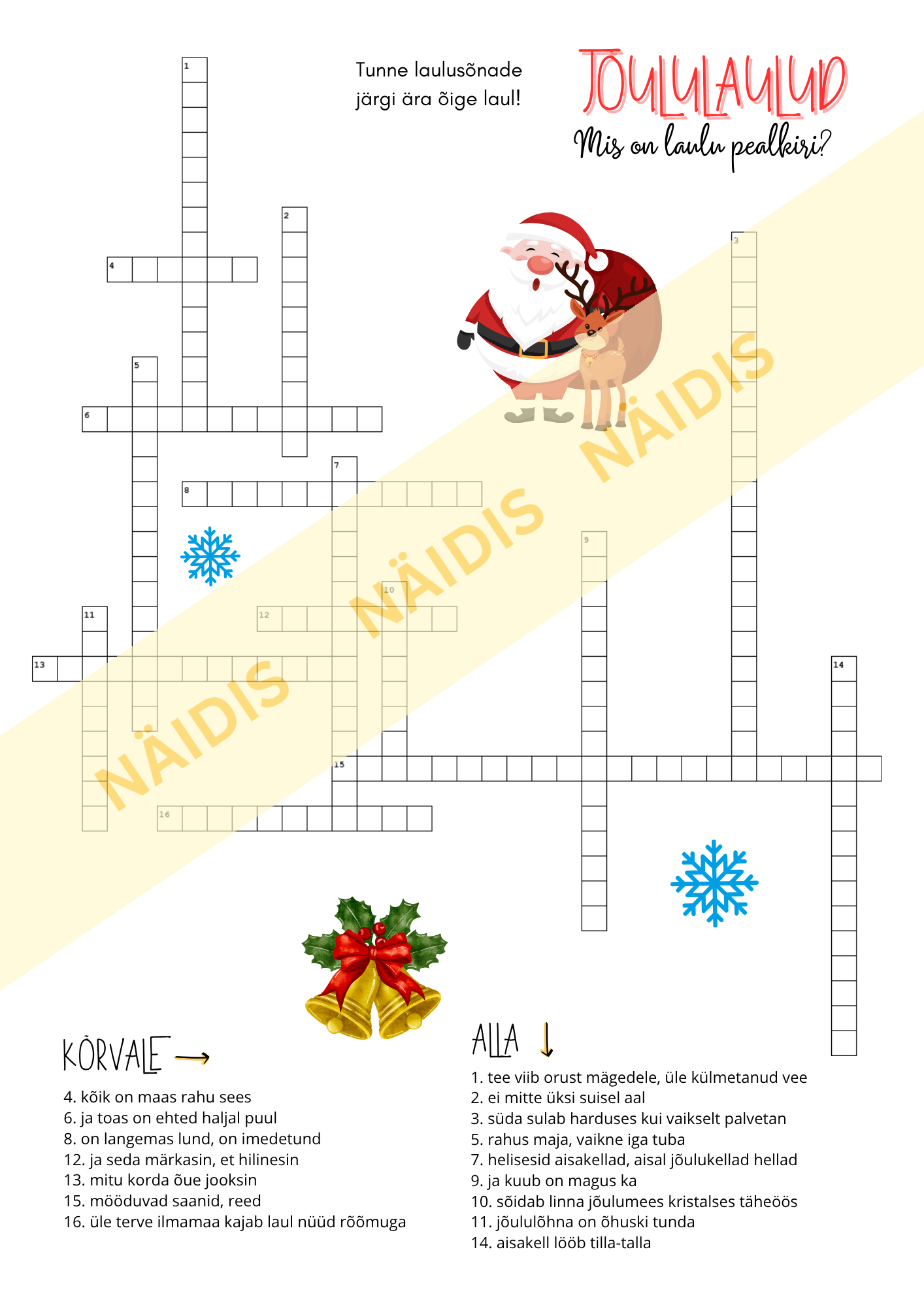 Ristsõna - jõululaulud