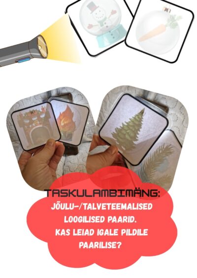 Taskulambimäng: talv ja jõulud (loogilised paarid)