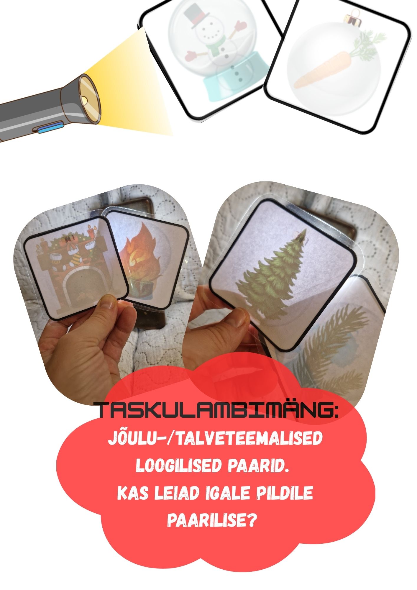 Taskulambimäng: talv ja jõulud (loogilised paarid)