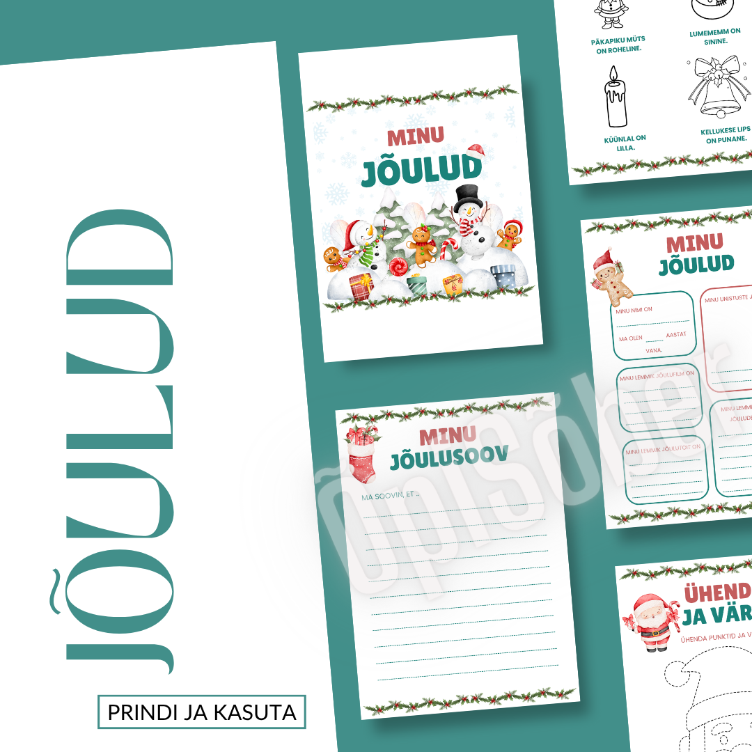 Minu jõulud - prinditav töölehtede komplekt