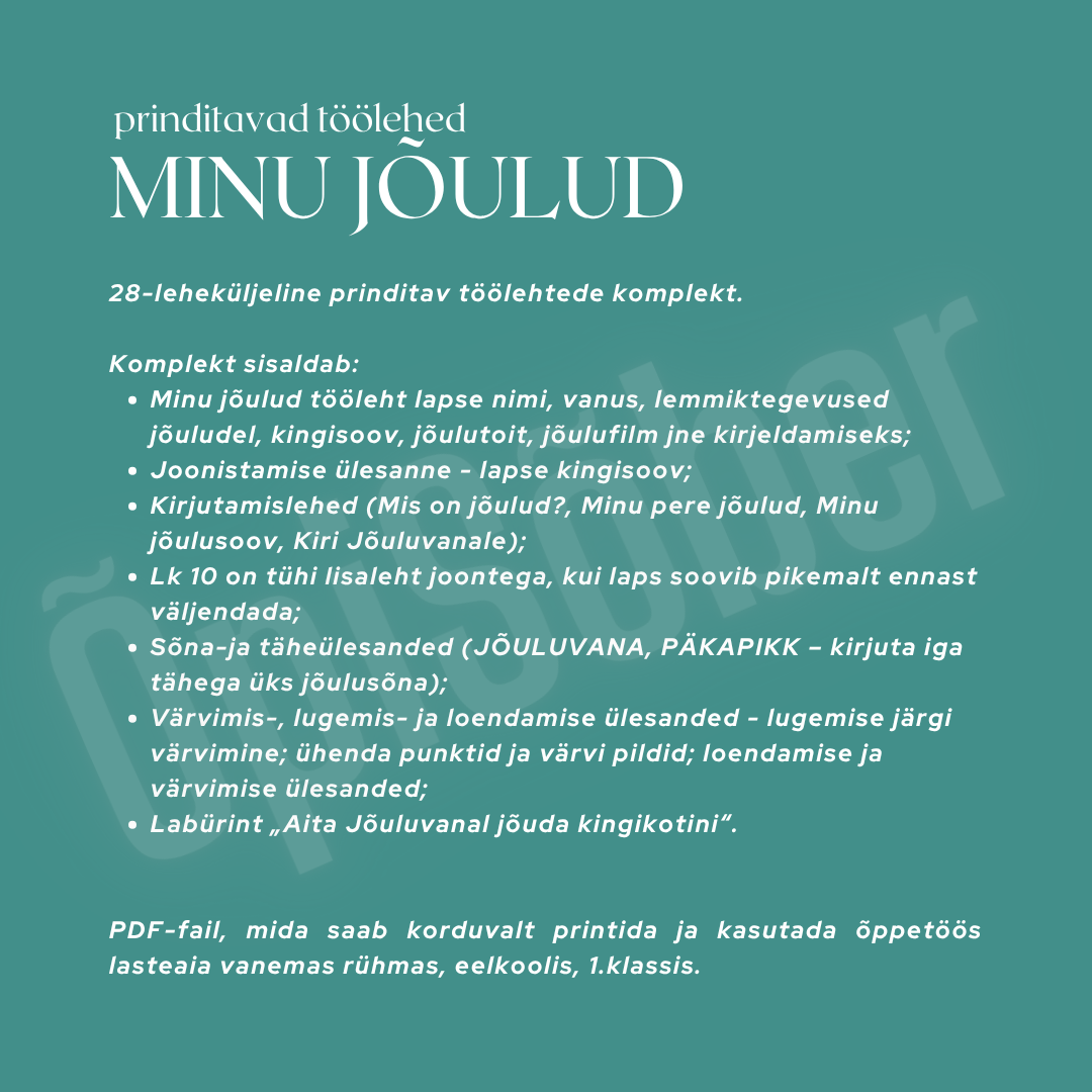 Minu jõulud - prinditav töölehtede komplekt - Image 4