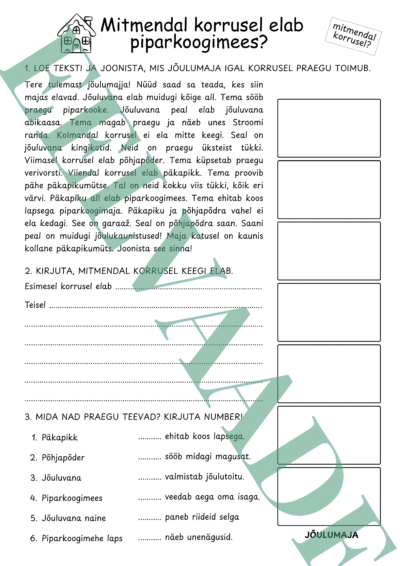 "Jõulugrammatika: mitmendal korrusel elab piparkoogimees?"