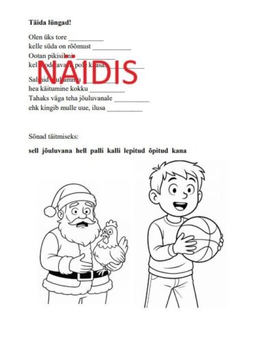 Jõuluteemalised töölehed väikestele ja suurematele lastele