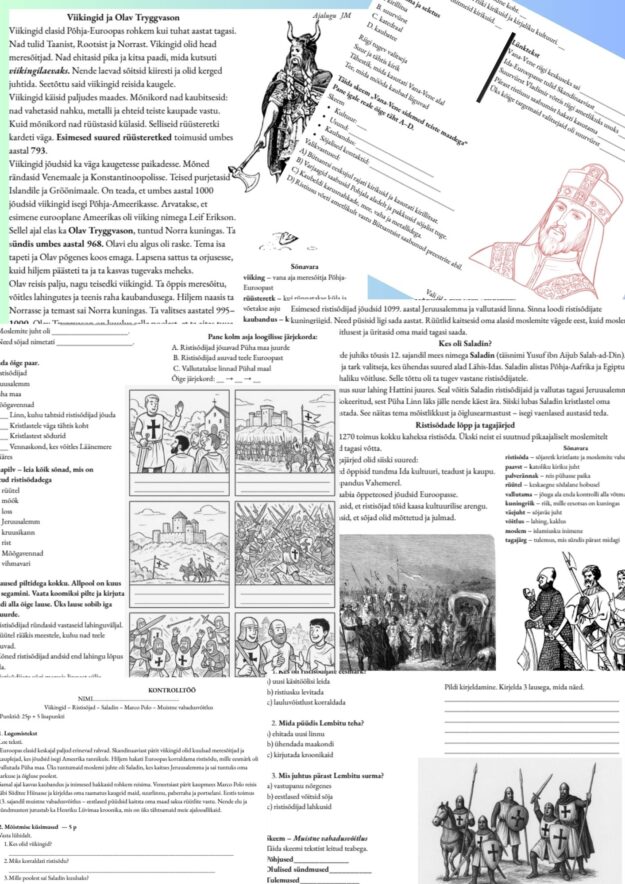 Ajalugu; 5.klass; 5 teemat + kontrolltöö (16.-20. tund)