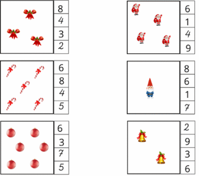 Jõuluteemalised loendamise töölehed