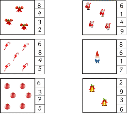 Jõuluteemalised loendamise töölehed