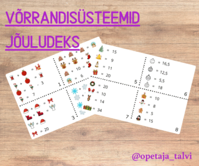 Võrrandisüsteemid jõuludeks kahes raskusastmes