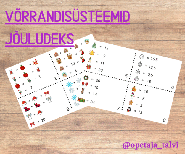 Võrrandisüsteemid jõuludeks kahes raskusastmes