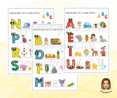 Mäng "Missugune pilt ei sobi ritta?" (tähed)