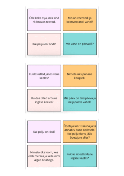 Mängukaardid küsimustega