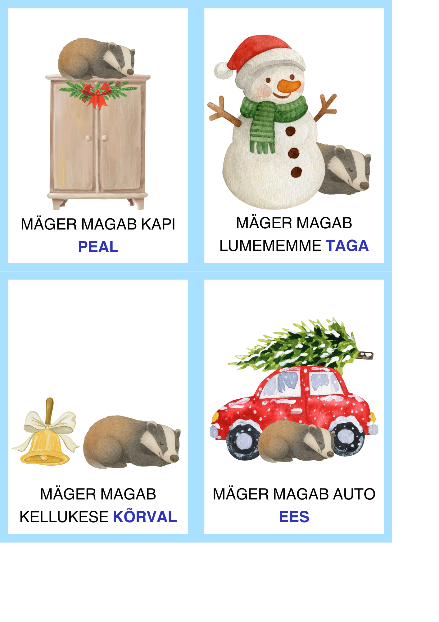 Talvine tagasõnade / kohamäärsõnade õppemäng - Loomade talveuni - Image 2