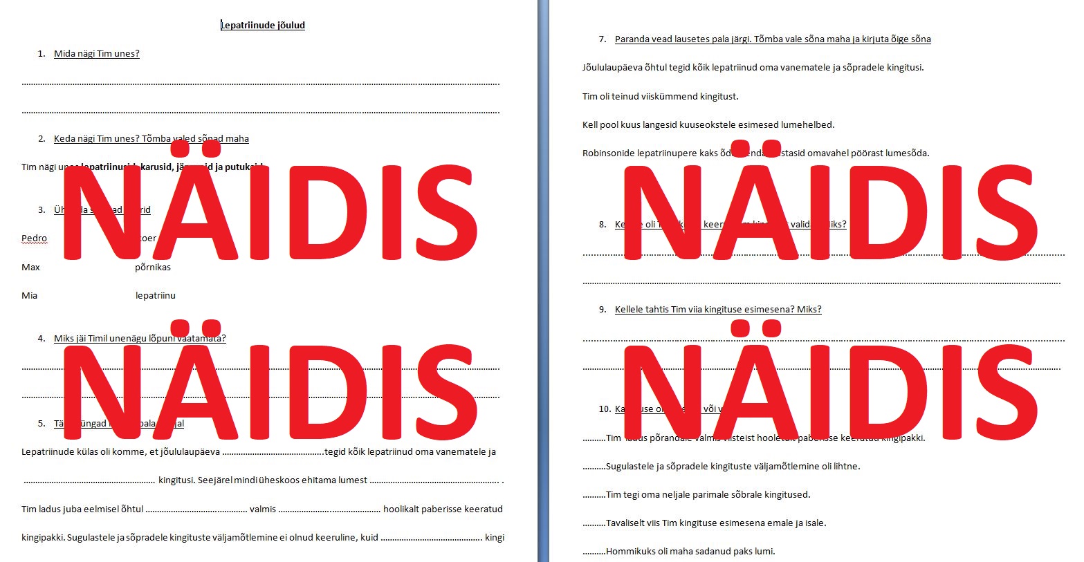 Funktsionaalne lugemine "Lepatriinude jõulud" (Koolibri õpik "Ilus emakeel")