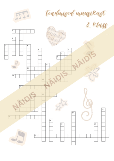 Ristsõna - muusikateadmised 3. klass