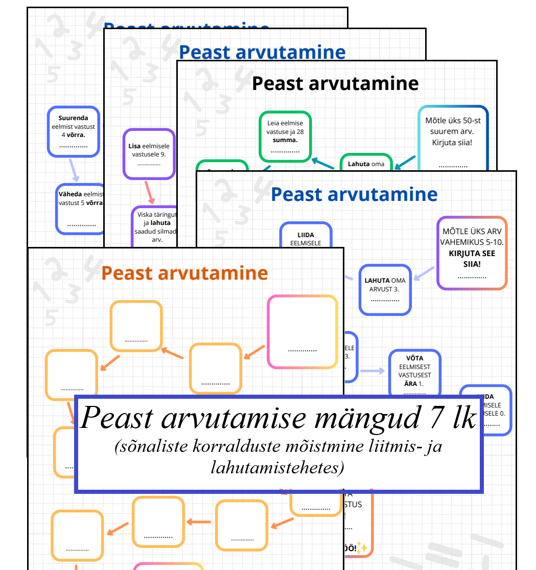 Peast arvutamise mängud (sõnaliste korralduste mõistmine liitmis- ja lahutamistehetes)