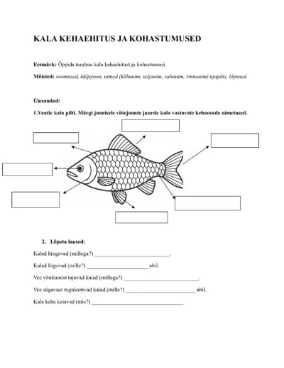 Kala kehaehitus ja kohastumused