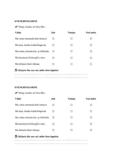 Kalad: enesehindamine