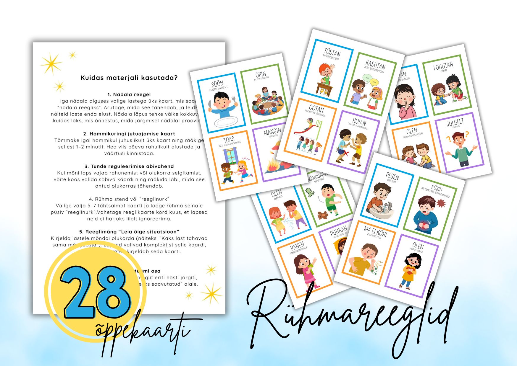 RÜHMAREEGLID. 28 õppekaarti.