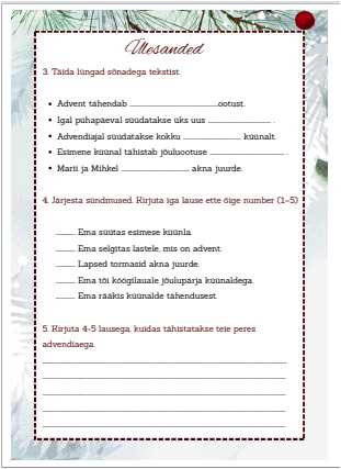 "Jõuluootus" - lugemispala ja ülesanded tööks tekstiga (2.-3. klass) - Image 2