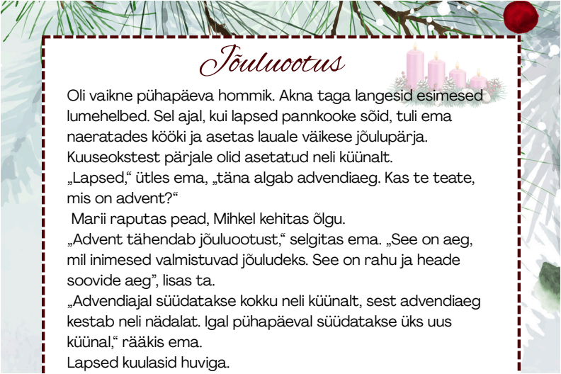 "Jõuluootus" - lugemispala ja ülesanded tööks tekstiga (2.-3. klass) - Image 3