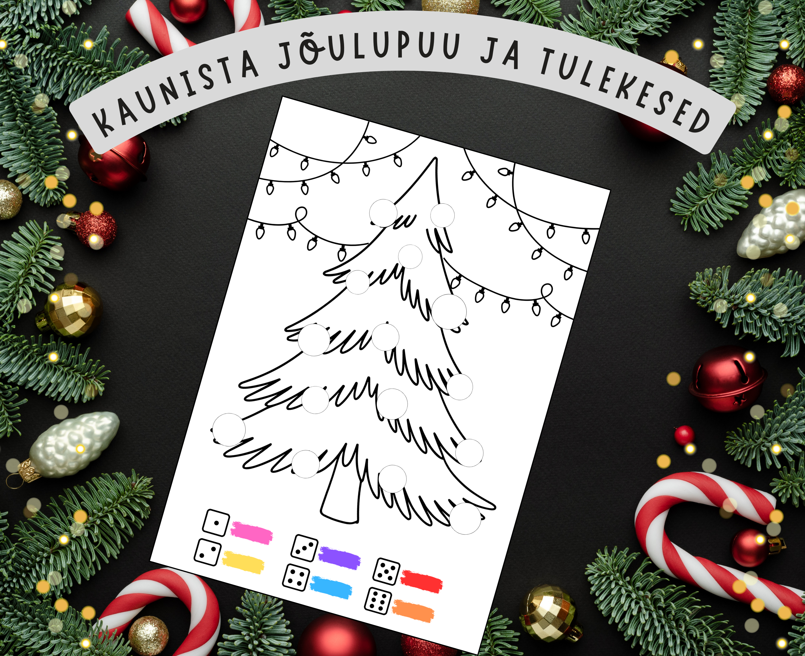 Kaunista jõulupuu - tööleht täringuga