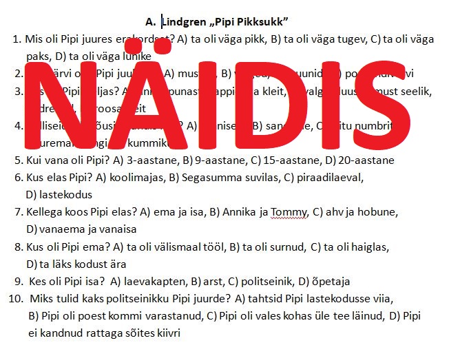 Lugemiskontroll "Pipi Pikksukk"