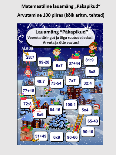 Matemaatiline lauamäng "Päkapikud" (2. kl)