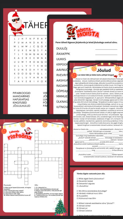 Jõuluteemalised töölehed 1.-4. klass