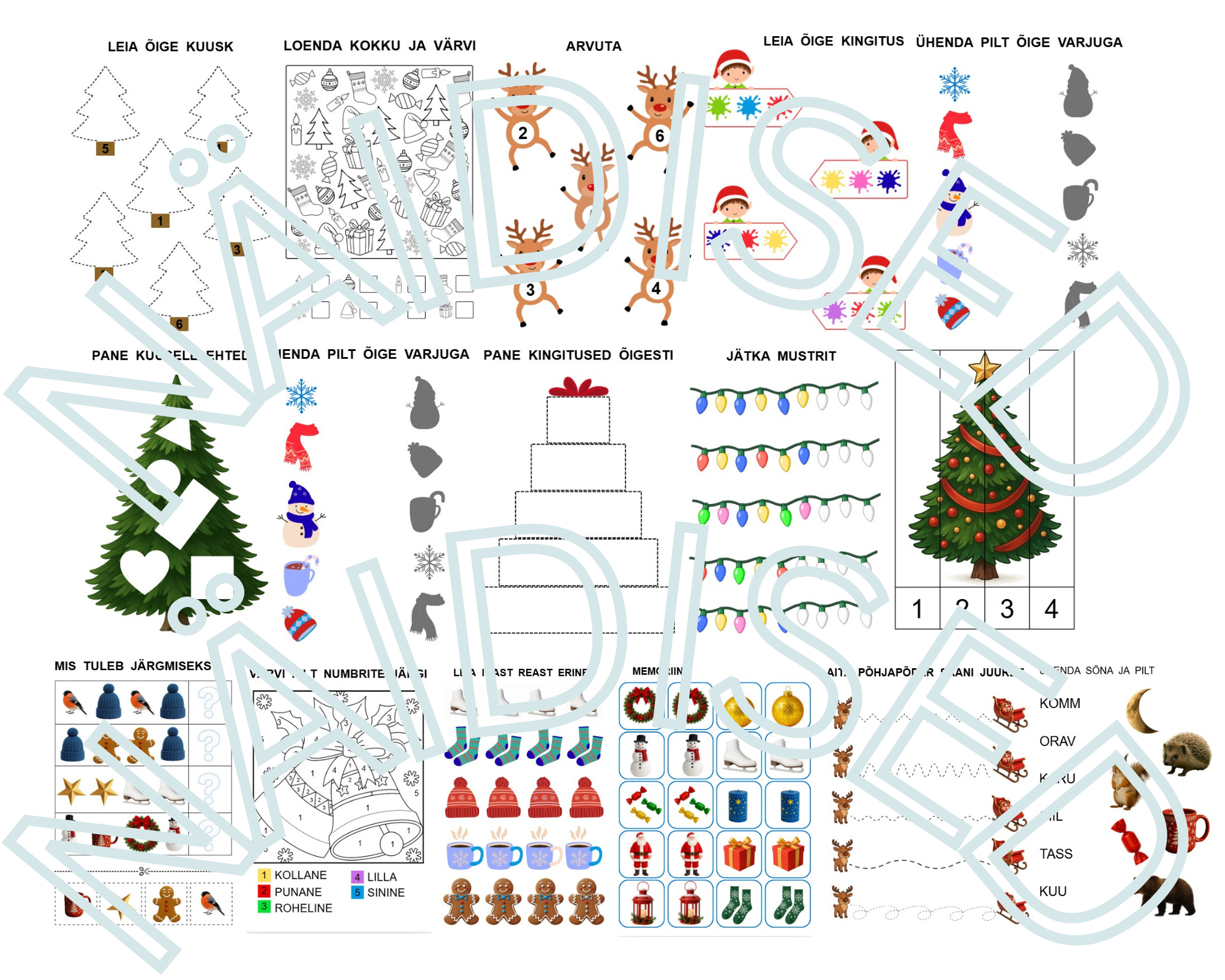 Jõuluteemalised töölehed