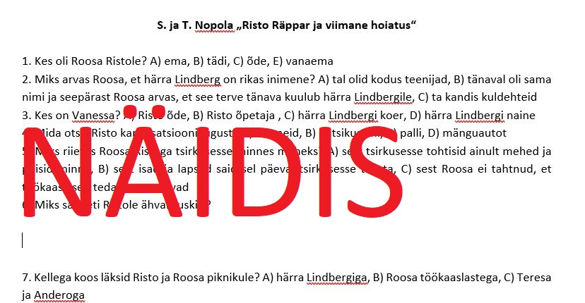 Lugemiskontroll "Risto Räppar ja viimane hoiatus"