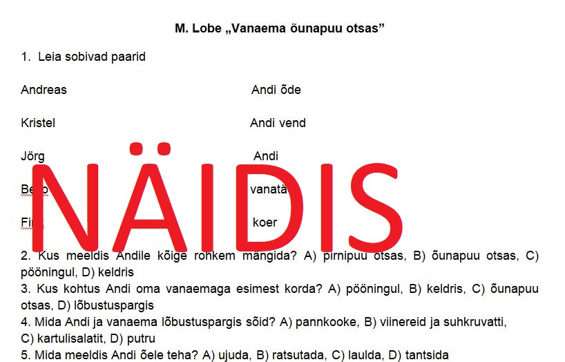 Lugemiskontroll “Vanaema õunapuu otsas”
