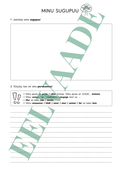 "Minu sugupuu - joonista ja kirjuta"