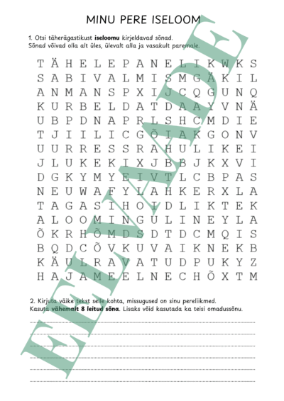 "Minu pere iseloom - täherägastik"