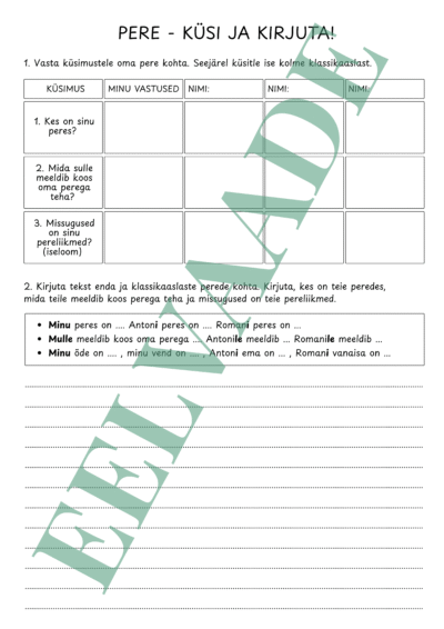 "Pere - küsi ja kirjuta"
