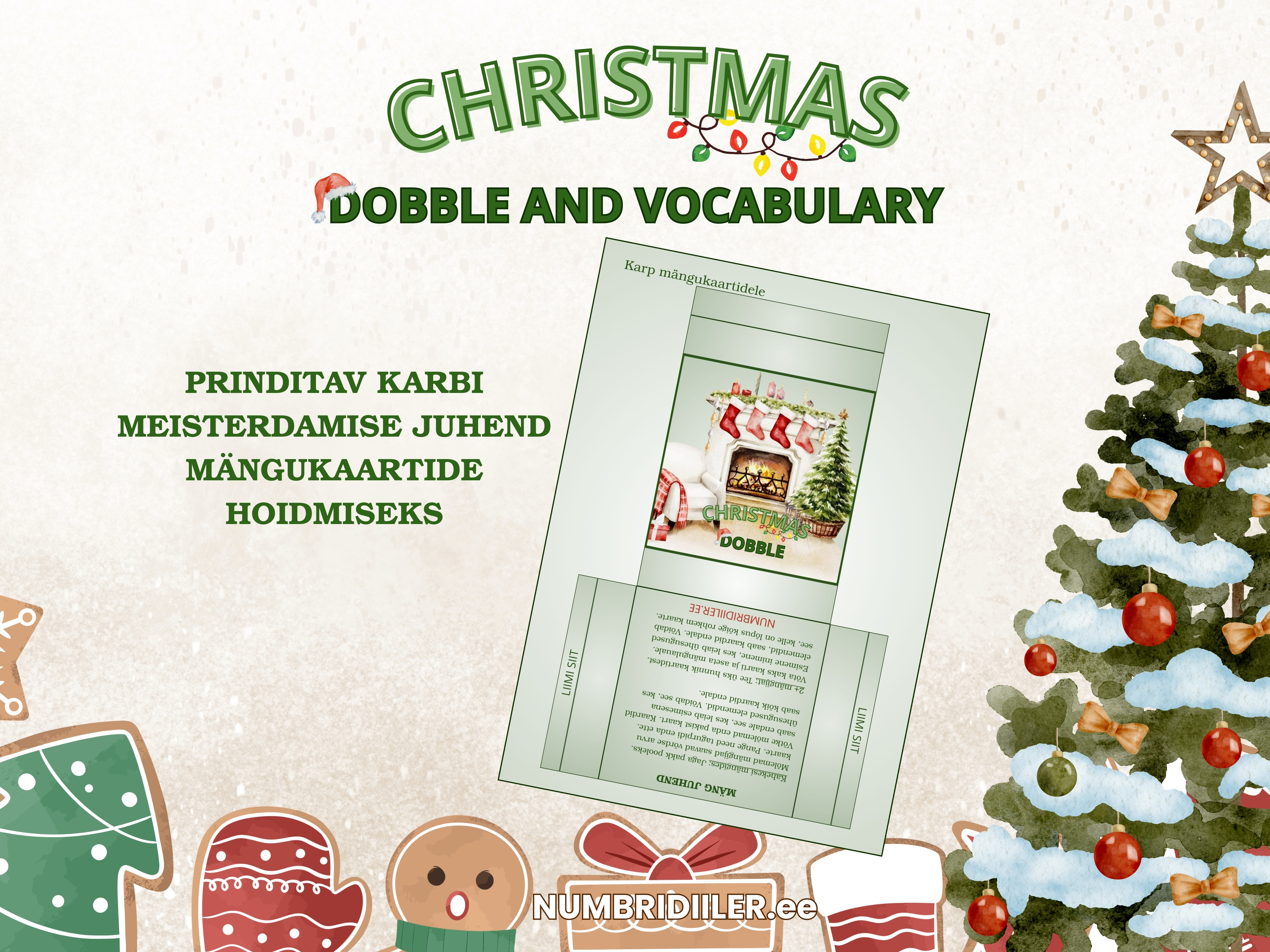 Jõulude dobble ingliskeelse sõnavara arendamiseks algklassidele