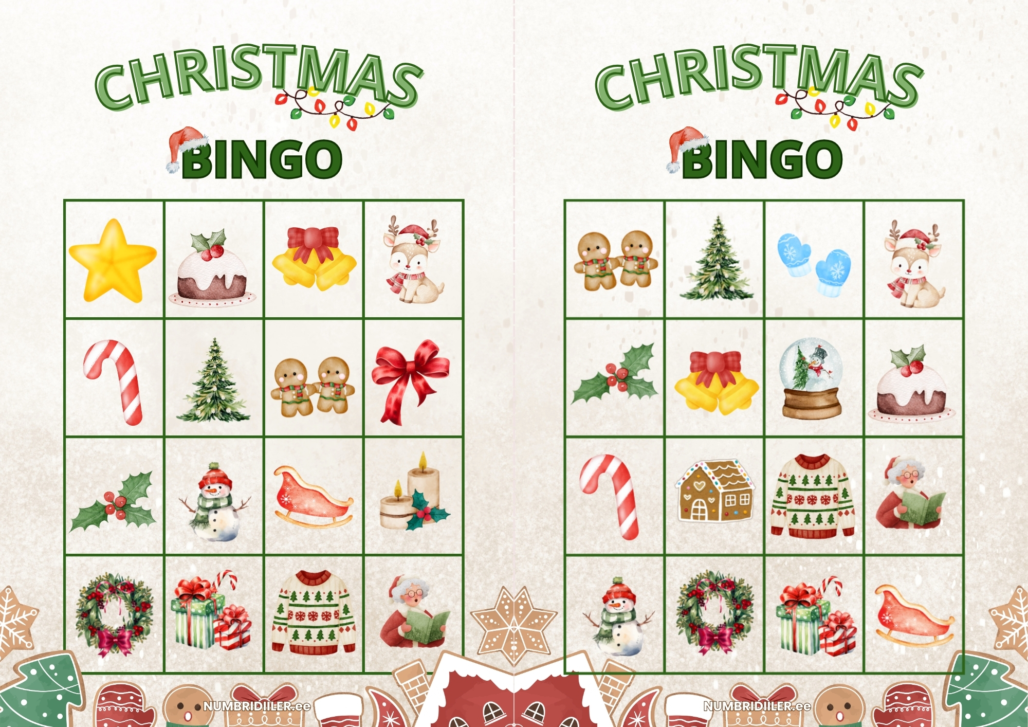 Jõulude bingo inglise keelse sõnavara arendamiseks ja toetamiseks