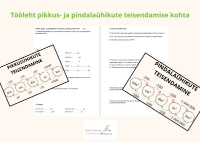 Tööleht pikkus- ja pindalaühikute kohta