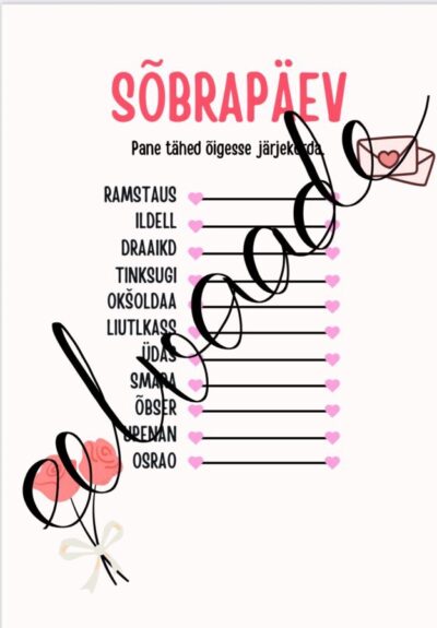 Sõbrapäeva tööleht