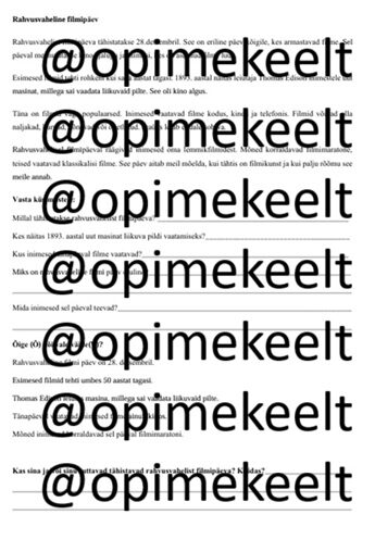 Rahvusvaheline filmipäev (A2-B1)