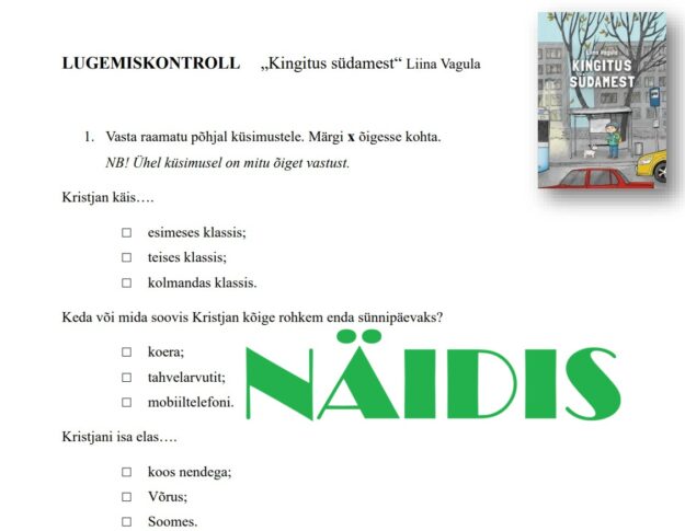 Lugemiskontroll "Kingitus südamest"