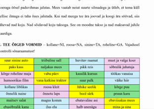 -ni, -na, -ta, -ga teooria ja ülesanded (5tk); NINATAGA käänded